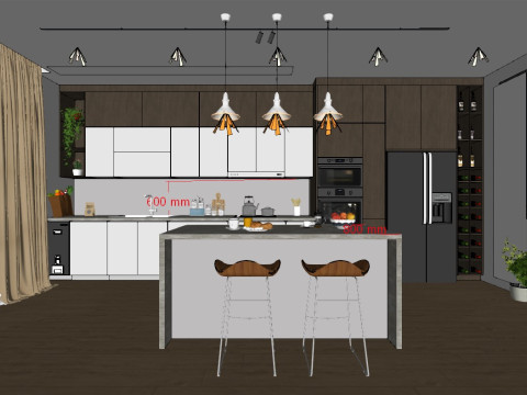 Kitchen fully parametric fully resizable full scene 005 3D Модель
