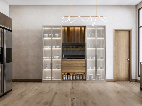 Cucina completamente parametrica, scena completa completamente ridimensionabile 006 Modello 3D