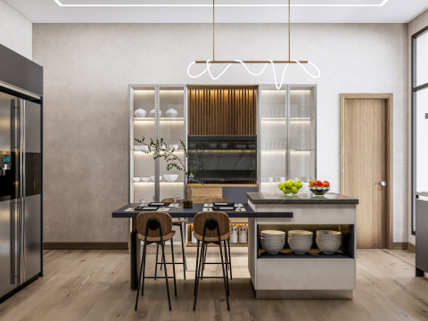 Kitchen fully parametric fully resizable full scene 006 3D Модель