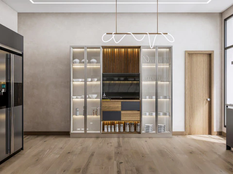 Cucina completamente parametrica, scena completa completamente ridimensionabile 006 Modello 3D