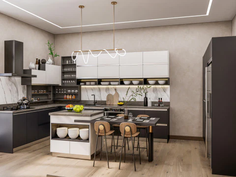 Cucina completamente parametrica, scena completa completamente ridimensionabile 006 Modello 3D