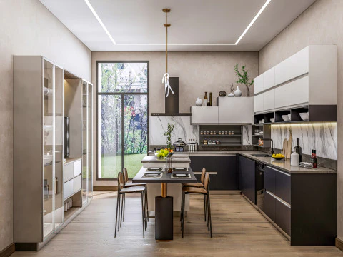 Cucina completamente parametrica, scena completa completamente ridimensionabile 006 Modello 3D