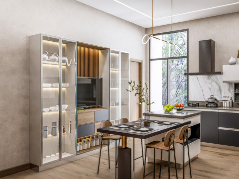 Kitchen fully parametric fully resizable full scene 006 3D Модель