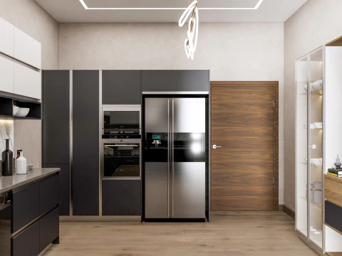 Cucina completamente parametrica, scena completa completamente ridimensionabile 006 Modello 3D