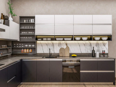 Cucina completamente parametrica, scena completa completamente ridimensionabile 006 Modello 3D