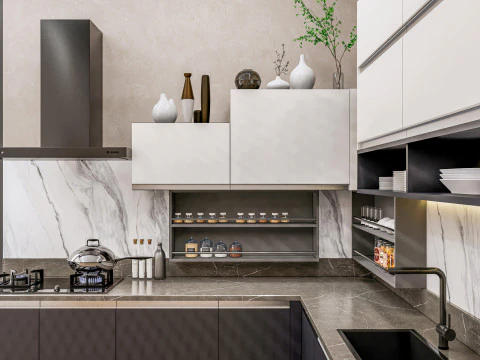 Cucina completamente parametrica, scena completa completamente ridimensionabile 006 Modello 3D