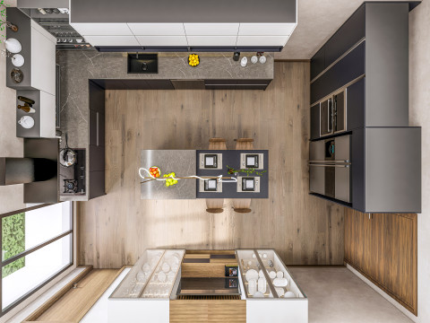 Kitchen fully parametric fully resizable full scene 006 3D Модель