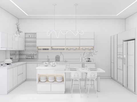 Kitchen fully parametric fully resizable full scene 006 3D Модель