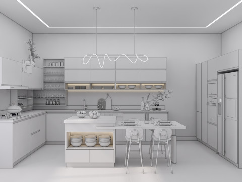 Kitchen fully parametric fully resizable full scene 006 3D Модель