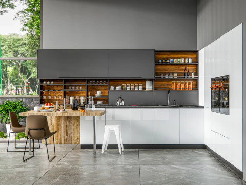 Cucina completamente parametrica, scena completa completamente ridimensionabile 007 Modello 3D