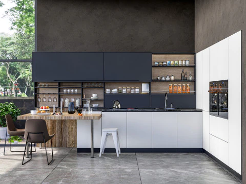 Cucina completamente parametrica, scena completa completamente ridimensionabile 007 Modello 3D