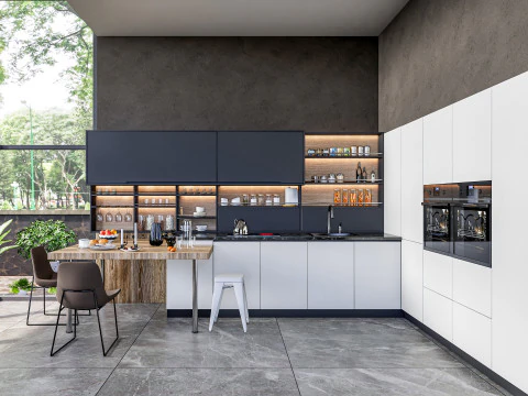 Cucina completamente parametrica, scena completa completamente ridimensionabile 007 Modello 3D