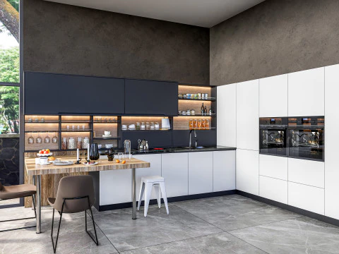 Cucina completamente parametrica, scena completa completamente ridimensionabile 007 Modello 3D