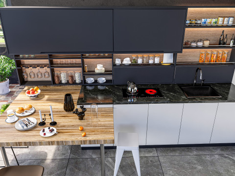 Kitchen fully parametric fully resizable full scene 007 Modelo 3D