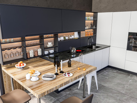 Kitchen fully parametric fully resizable full scene 007 Modelo 3D