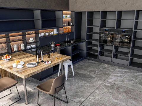 Cucina completamente parametrica, scena completa completamente ridimensionabile 007 Modello 3D
