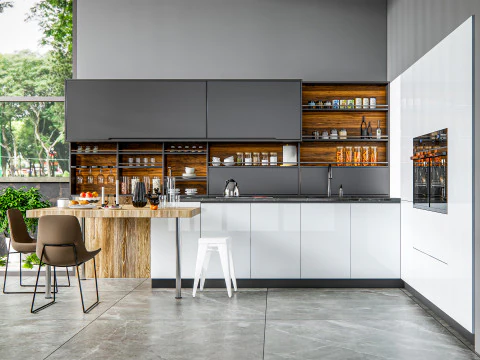 Cucina completamente parametrica, scena completa completamente ridimensionabile 007 Modello 3D