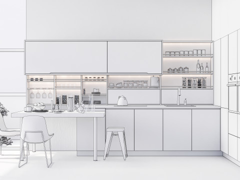 Kitchen fully parametric fully resizable full scene 007 Modelo 3D