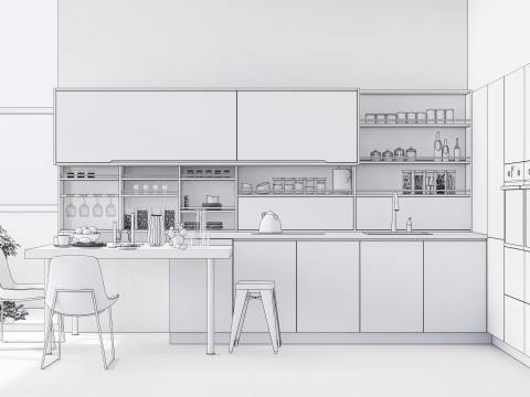 Kitchen fully parametric fully resizable full scene 007 Modelo 3D