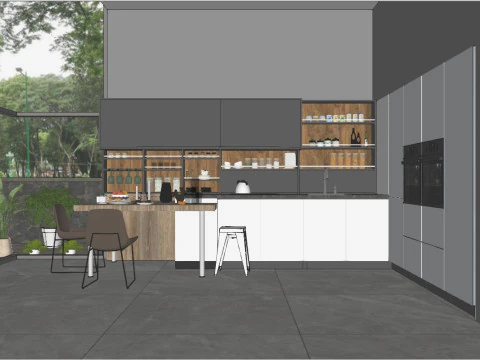 Cucina completamente parametrica, scena completa completamente ridimensionabile 007 Modello 3D