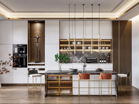 Cucina completamente parametrica, completamente ridimensionabile, scena completa 0010 Modello 3D