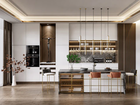 Cucina completamente parametrica, completamente ridimensionabile, scena completa 0010 Modello 3D