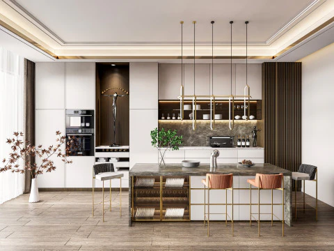 Cucina completamente parametrica, completamente ridimensionabile, scena completa 0010 Modello 3D