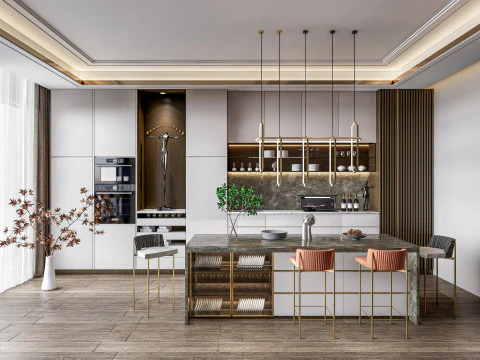 Cucina completamente parametrica, completamente ridimensionabile, scena completa 0010 Modello 3D