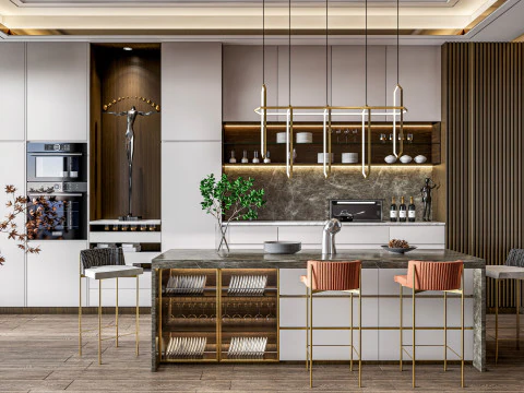 Cucina completamente parametrica, completamente ridimensionabile, scena completa 0010 Modello 3D