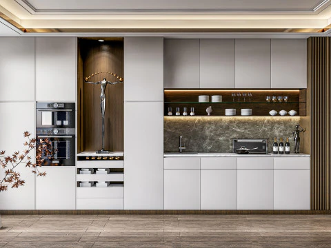 Cucina completamente parametrica, completamente ridimensionabile, scena completa 0010 Modello 3D