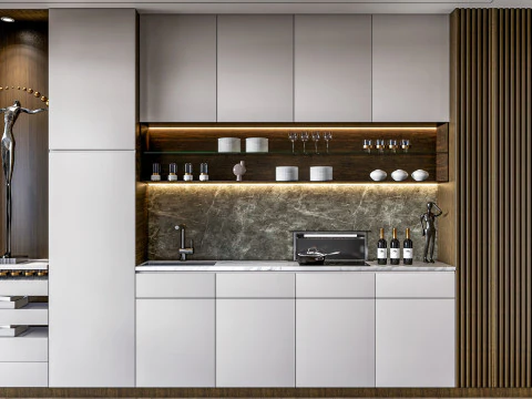 Cucina completamente parametrica, completamente ridimensionabile, scena completa 0010 Modello 3D