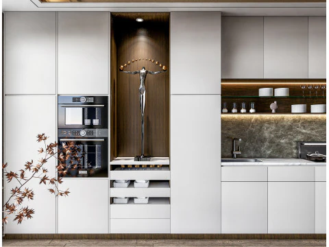 Cucina completamente parametrica, completamente ridimensionabile, scena completa 0010 Modello 3D
