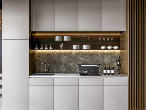 Cucina completamente parametrica, completamente ridimensionabile, scena completa 0010 Modello 3D