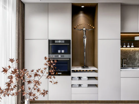 Cucina completamente parametrica, completamente ridimensionabile, scena completa 0010 Modello 3D