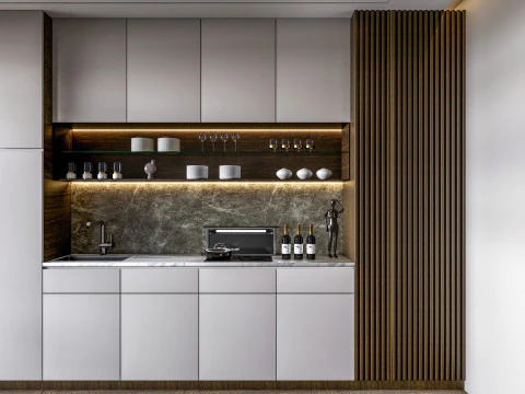 Cucina completamente parametrica, completamente ridimensionabile, scena completa 0010 Modello 3D