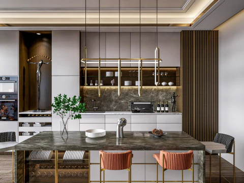 Cucina completamente parametrica, completamente ridimensionabile, scena completa 0010 Modello 3D