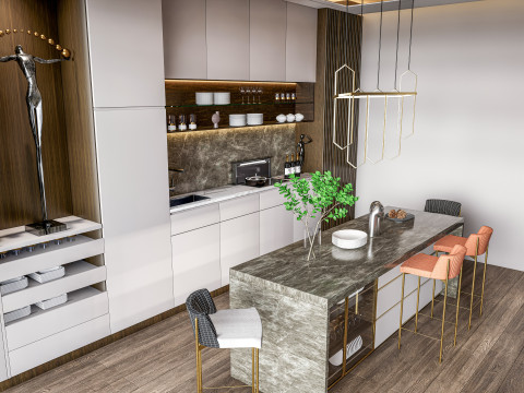 Kitchen fully parametric fully resizable full scene 0010 3D 模型