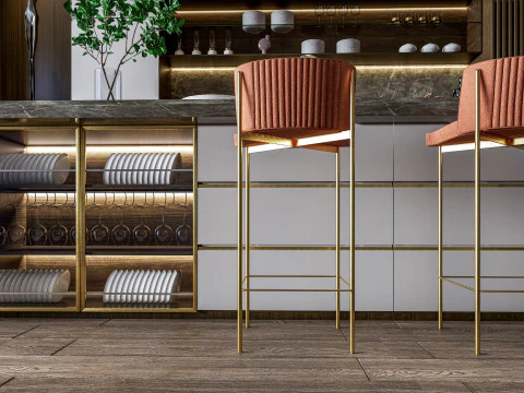 Cucina completamente parametrica, completamente ridimensionabile, scena completa 0010 Modello 3D