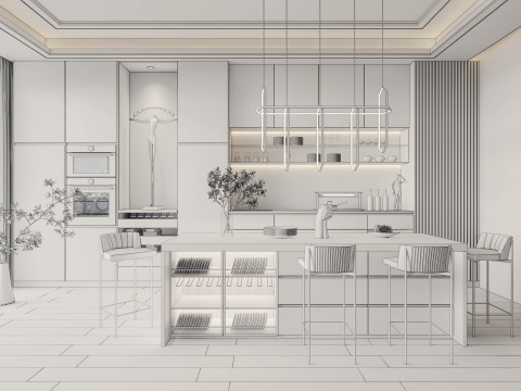 Kitchen fully parametric fully resizable full scene 0010 3D 模型