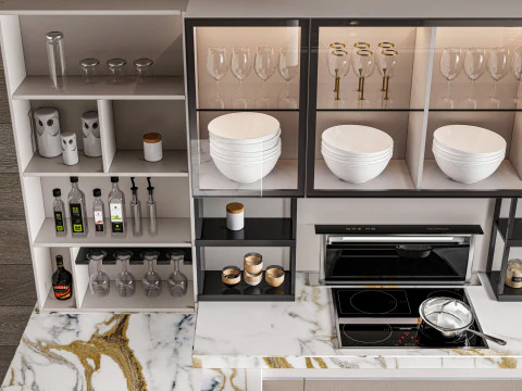 Kitchen fully parametric fully resizable full scene 0014 3D Model