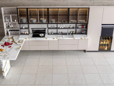 Kitchen fully parametric fully resizable full scene 0014 3D Model