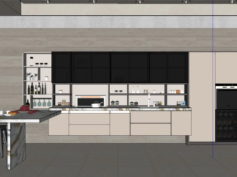 Kitchen fully parametric fully resizable full scene 0014 3D Model