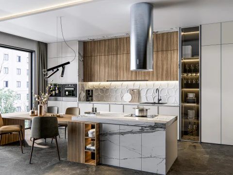 Scena di modellazione avanzata della cucina 0023 Modello 3D