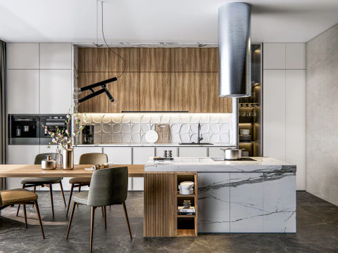 Scena di modellazione avanzata della cucina 0023 Modello 3D