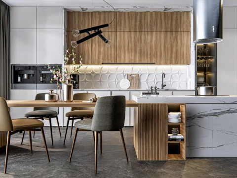 Scena di modellazione avanzata della cucina 0023 Modello 3D