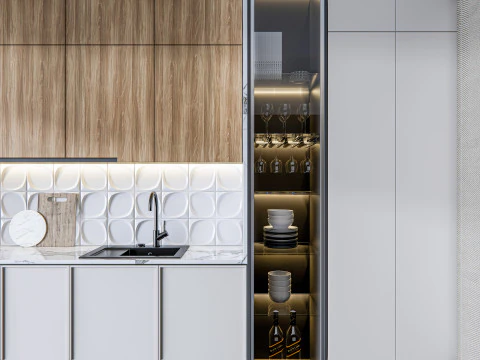 Scena di modellazione avanzata della cucina 0023 Modello 3D