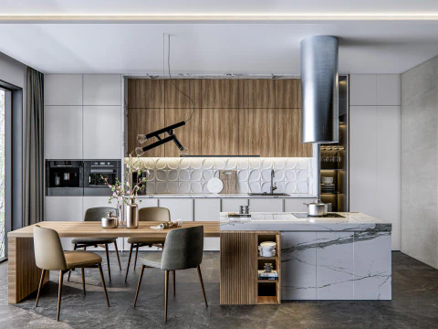 Scena di modellazione avanzata della cucina 0023 Modello 3D