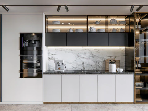 Кухня, сцена продвинутого моделирования 0024 3D Модель