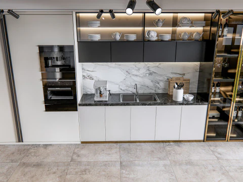 Кухня, сцена продвинутого моделирования 0024 3D Модель