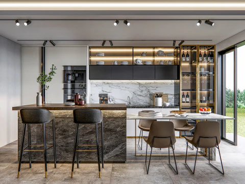 Кухня, сцена продвинутого моделирования 0024 3D Модель